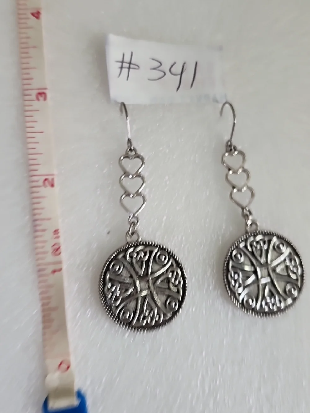 Hand Crafted Silver Celtic Heart Drop Earrings - Silver